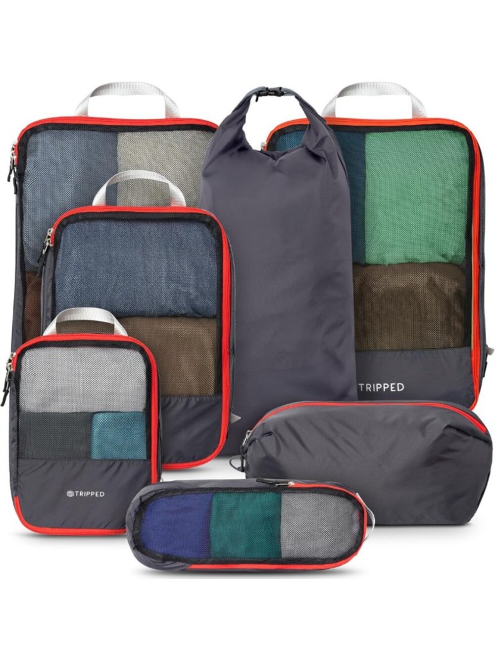 Large 7-Piece Compression Packing Cubes Set - Travel Organizer for Easy Packing